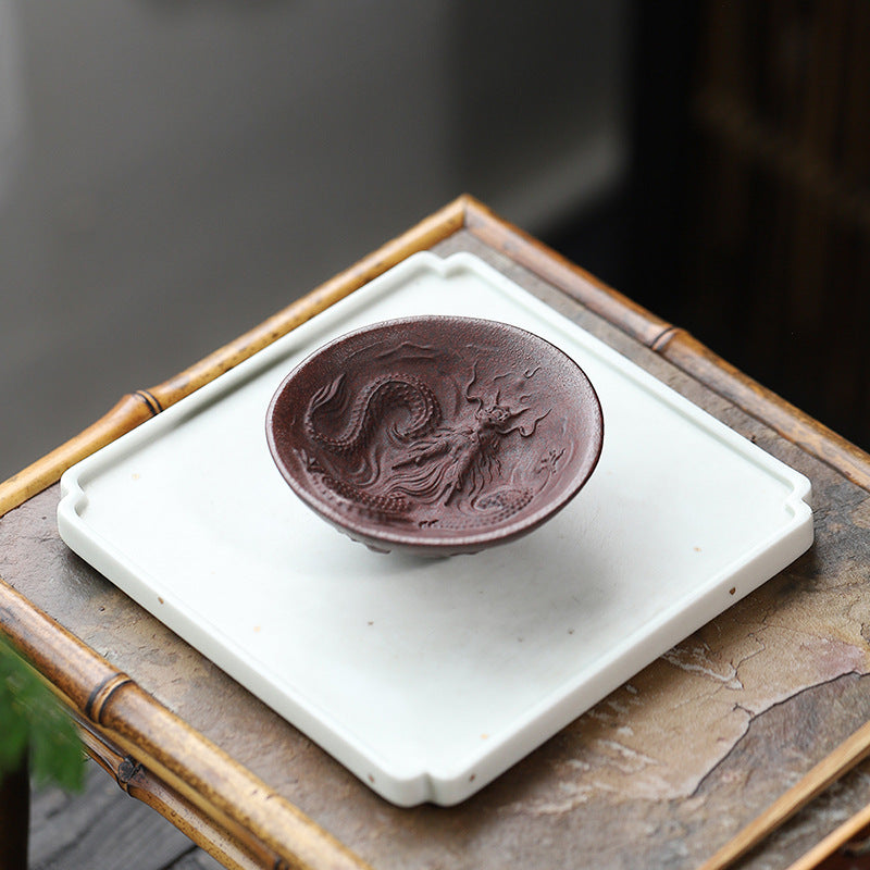 Handmade Purple Zisha Clay Dragon Cup - Kongfu Tea Cup - 60ml Capacity