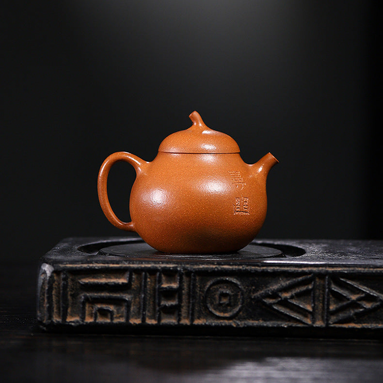 Yixing Handcrafted Pear-Shaped Teapot with Patterns - Authentic Jiangpo Zisha Clay Teapot