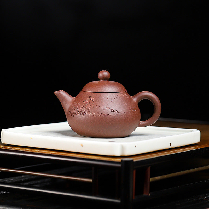 Handmadet Yixing Purple Zisha Clay Teapot, 120ml Capacity