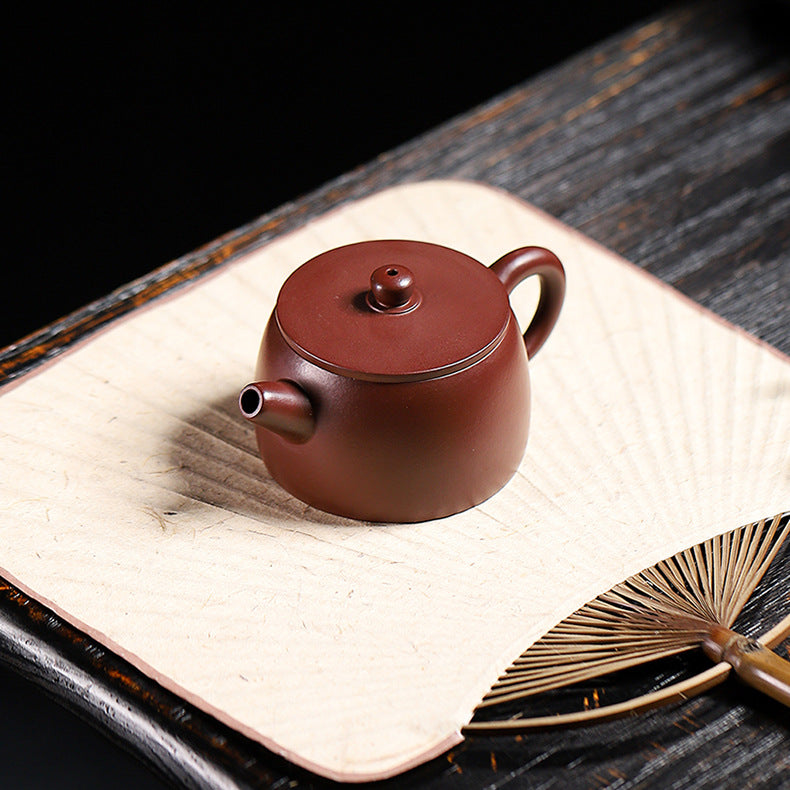 Handmade Purple Zisha Clay Teapot with Flat Lid, 120 ml Capacity