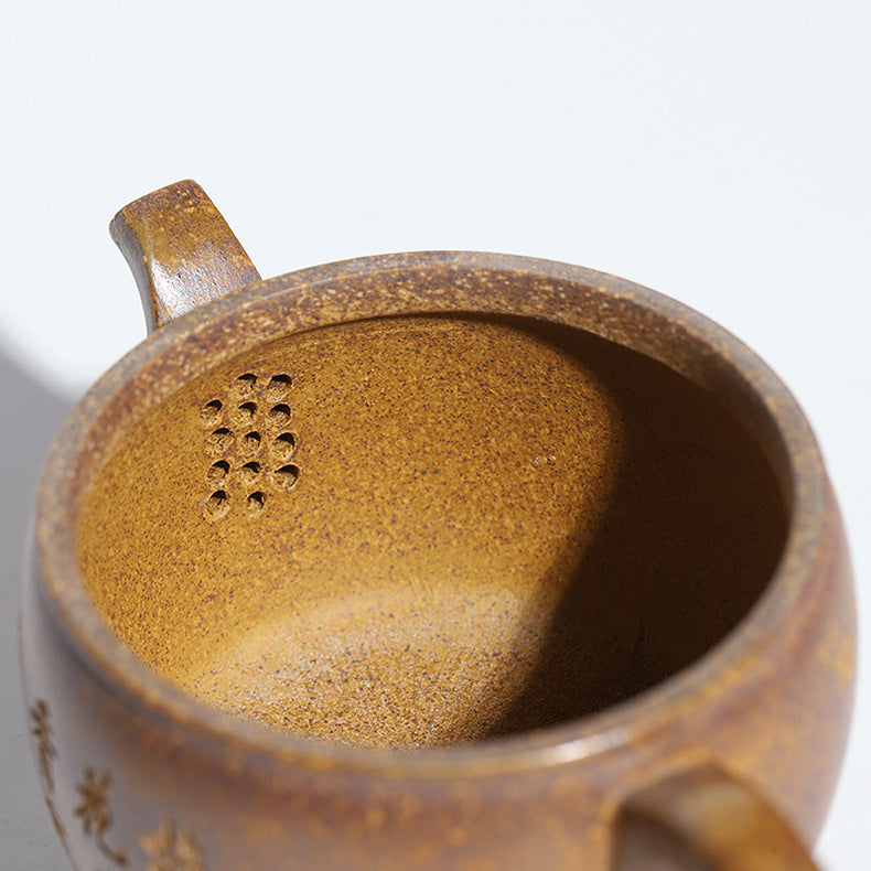 Handmade Yixing Zisha Yellow Clay Teapot - Duan Clay Hanwa Teapot - 210ml Capacity