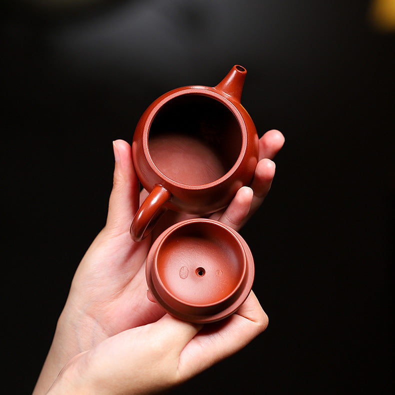Handmade Purple Zisha Clay Teapot with Flat Lid, 120 ml Capacity